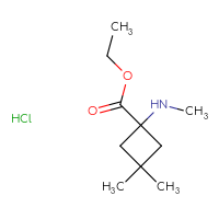 Chemical structure of ethyl 3,3-dimethyl-1-(methylamino)cyclobutane-1-carboxylate hydrochloride - CSSB21043418086
