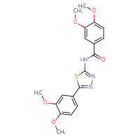 Chemical structure of N-[5-(3,4-dimethoxyphenyl)-1,3,4-thiadiazol-2-yl]-3,4-dimethoxybenzamide - CSSB00121702381