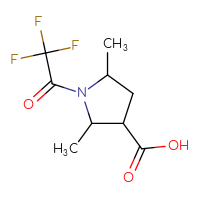Chemical structure of 2,5-dimethyl-1-(2,2,2-trifluoroacetyl)pyrrolidine-3-carboxylic acid - CSSB20271340205