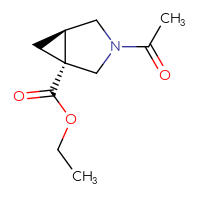 Chemical structure of ethyl (1R,5R)-3-acetyl-3-azabicyclo[3.1.0]hexane-1-carboxylate - CSSB02593261884