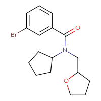 Chemical structure of 3-bromo-N-cyclopentyl-N-[(oxolan-2-yl)methyl]benzamide - CSSB02074796210