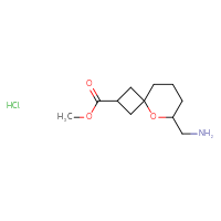 Chemical structure of methyl 6-(aminomethyl)-5-oxaspiro[3.5]nonane-2-carboxylate hydrochloride - CSSB02125426558