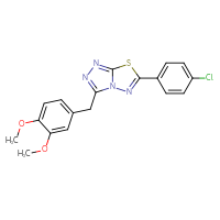 Chemical structure of 6-(4-chlorophenyl)-3-[(3,4-dimethoxyphenyl)methyl]-[1,2,4]triazolo[3,4-b][1,3,4]thiadiazole - CSSB00121609472