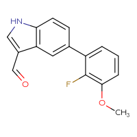 Chemical structure of 5-(2-fluoro-3-methoxyphenyl)-1H-indole-3-carbaldehyde - CSSB06586669533