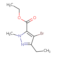 Chemical structure of ethyl 4-bromo-3-ethyl-1-methyl-1H-pyrazole-5-carboxylate - CSSB00010195978