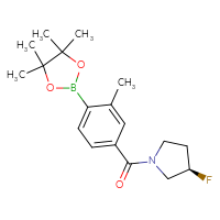 Chemical structure of (3R)-3-fluoro-1-[3-methyl-4-(4,4,5,5-tetramethyl-1,3,2-dioxaborolan-2-yl)benzoyl]pyrrolidine - CSSB02526777249