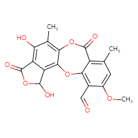 Chemical structure of 13,17-dihydroxy-5-methoxy-7,12-dimethyl-9,15-dioxo-2,10,16-trioxatetracyclo[9.7.0.0³,⁸.0¹⁴,¹⁸]octadeca-1(18),3,5,7,11,13-hexaene-4-carbaldehyde - CSSB00020682019