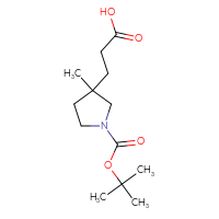 Chemical structure of 3-{1-[(tert-butoxy)carbonyl]-3-methylpyrrolidin-3-yl}propanoic acid - CSSB02125940665