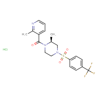 Chemical structure of (2S)-2-methyl-1-(2-methylpyridine-3-carbonyl)-4-[4-(trifluoromethyl)benzenesulfonyl]piperazine hydrochloride - CSSB00150720332