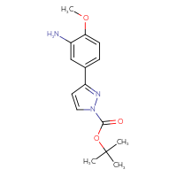 Chemical structure of tert-butyl 3-(3-amino-4-methoxyphenyl)-1H-pyrazole-1-carboxylate - CSSB00039723721