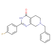 Chemical structure of 7-benzyl-2-(4-fluorophenyl)-3H,4H,5H,6H,7H,8H-pyrido[3,4-d]pyrimidin-4-one - CSSB00000720153