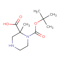 Chemical structure of 1-[(tert-butoxy)carbonyl]-2-methylpiperazine-2-carboxylic acid - CSSB00029612412