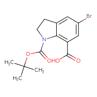 Chemical structure of 5-bromo-1-[(tert-butoxy)carbonyl]-2,3-dihydro-1H-indole-7-carboxylic acid - CSSB20563221915