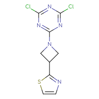 Chemical structure of 2,4-dichloro-6-[3-(1,3-thiazol-2-yl)azetidin-1-yl]-1,3,5-triazine - CSSB21332128689