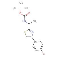 Chemical structure of tert-butyl N-{1-[4-(4-bromophenyl)-1,3-thiazol-2-yl]ethyl}carbamate - CSSB03496572907