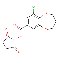 Chemical structure of 2,5-dioxopyrrolidin-1-yl 9-chloro-3,4-dihydro-2H-1,5-benzodioxepine-7-carboxylate - CSSB20270268741