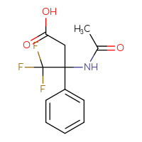 Chemical structure of 3-acetamido-4,4,4-trifluoro-3-phenylbutanoic acid - CSSB03496558915