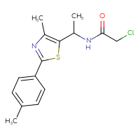 Chemical structure of 2-chloro-N-{1-[4-methyl-2-(4-methylphenyl)-1,3-thiazol-5-yl]ethyl}acetamide - CSSB02040262603