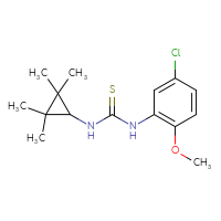 Chemical structure of 1-(5-chloro-2-methoxyphenyl)-3-(2,2,3,3-tetramethylcyclopropyl)thiourea - CSSB21432495567