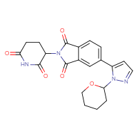 Chemical structure of 2-(2,6-dioxopiperidin-3-yl)-5-[1-(oxan-2-yl)-1H-pyrazol-5-yl]-2,3-dihydro-1H-isoindole-1,3-dione - CSSB06586827473