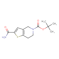 Chemical structure of tert-butyl 2-carbamoyl-4H,5H,6H,7H-thieno[3,2-c]pyridine-5-carboxylate - CSSB00044182915