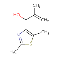 Chemical structure of 1-(2,5-dimethyl-1,3-thiazol-4-yl)-2-methylprop-2-en-1-ol - CSSB00117091952