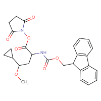 Chemical structure of 2,5-dioxopyrrolidin-1-yl 4-cyclopropyl-2-({[(9H-fluoren-9-yl)methoxy]carbonyl}amino)-4-methoxybutanoate - CSSB20269602159
