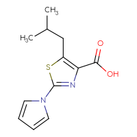 Chemical structure of 5-(2-methylpropyl)-2-(1H-pyrrol-1-yl)-1,3-thiazole-4-carboxylic acid - CSSB00000721832