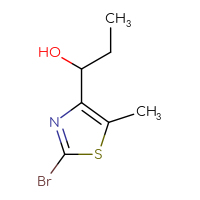 Chemical structure of 1-(2-bromo-5-methyl-1,3-thiazol-4-yl)propan-1-ol - CSSB21246482810