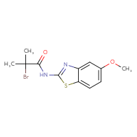 Chemical structure of 2-bromo-N-(5-methoxy-1,3-benzothiazol-2-yl)-2-methylpropanamide - CSSB00102528172