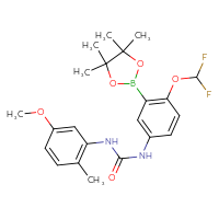 Chemical structure of 1-[4-(difluoromethoxy)-3-(4,4,5,5-tetramethyl-1,3,2-dioxaborolan-2-yl)phenyl]-3-(5-methoxy-2-methylphenyl)urea - CSSB21332093184