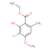 Chemical structure of ethyl 3-chloro-2-hydroxy-4-methoxy-6-methylbenzoate - CSSB00031337048