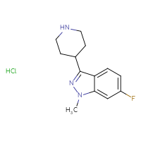 Chemical structure of 6-fluoro-1-methyl-3-(piperidin-4-yl)-1H-indazole hydrochloride - CSSB00020623238