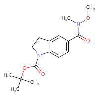 Chemical structure of tert-butyl 5-[methoxy(methyl)carbamoyl]-2,3-dihydro-1H-indole-1-carboxylate - CSSB00104547982