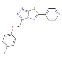 Chemical structure of 4-{3-[(4-fluorophenoxy)methyl]-[1,2,4]triazolo[3,4-b][1,3,4]thiadiazol-6-yl}pyridine - CSSB00121637101
