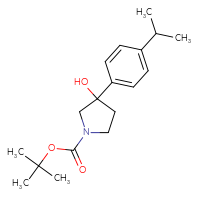 Chemical structure of tert-butyl 3-hydroxy-3-[4-(propan-2-yl)phenyl]pyrrolidine-1-carboxylate - CSSB00041478354