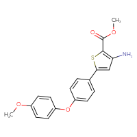 Chemical structure of methyl 3-amino-5-[4-(4-methoxyphenoxy)phenyl]thiophene-2-carboxylate - CSSB00159241395