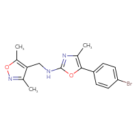 Chemical structure of 5-(4-bromophenyl)-N-[(3,5-dimethyl-1,2-oxazol-4-yl)methyl]-4-methyl-1,3-oxazol-2-amine - CSSB21495866118