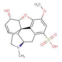 Chemical structure of (1S,5R,13R,14S,17R)-14-hydroxy-10-methoxy-4-methyl-12-oxa-4-azapentacyclo[9.6.1.0¹,¹³.0⁵,¹⁷.0⁷,¹⁸]octadeca-7,9,11(18),15-tetraene-8-sulfonic acid - CSSB14823831302