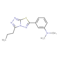 Chemical structure of N,N-dimethyl-3-{3-propyl-[1,2,4]triazolo[3,4-b][1,3,4]thiadiazol-6-yl}aniline - CSSB00121636932