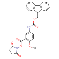 Chemical structure of 2,5-dioxopyrrolidin-1-yl 5-({[(9H-fluoren-9-yl)methoxy]carbonyl}amino)-2-methoxybenzoate - CSSB20270949880