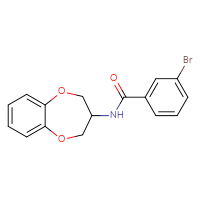 Chemical structure of 3-bromo-N-(3,4-dihydro-2H-1,5-benzodioxepin-3-yl)benzamide - CSSB15299849844