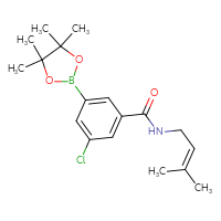 Chemical structure of 3-chloro-N-(3-methylbut-2-en-1-yl)-5-(4,4,5,5-tetramethyl-1,3,2-dioxaborolan-2-yl)benzamide - CSSB02526884927