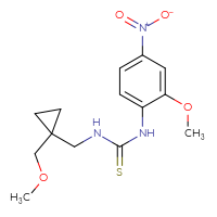 Chemical structure of 1-(2-methoxy-4-nitrophenyl)-3-{[1-(methoxymethyl)cyclopropyl]methyl}thiourea - CSSB07050076137
