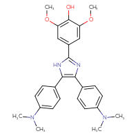 Chemical structure of 4-{4,5-bis[4-(dimethylamino)phenyl]-1H-imidazol-2-yl}-2,6-dimethoxyphenol - CSSB06256035062