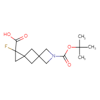 Chemical structure of 7-[(tert-butoxy)carbonyl]-1-fluoro-7-azadispiro[2.1.3⁵.1³]nonane-1-carboxylic acid - CSSB17484511750