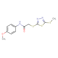 Chemical structure of N-(4-methoxyphenyl)-2-{[5-(methylsulfanyl)-1,3,4-thiadiazol-2-yl]sulfanyl}acetamide - CSSB00026104971