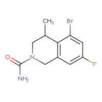Chemical structure of 5-bromo-7-fluoro-4-methyl-1,2,3,4-tetrahydroisoquinoline-2-carboxamide - CSSB21432566284