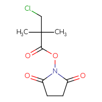 Chemical structure of 2,5-dioxopyrrolidin-1-yl 3-chloro-2,2-dimethylpropanoate - CSSB17484214258