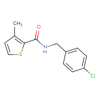 Chemical structure of N-[(4-chlorophenyl)methyl]-3-methylthiophene-2-carboxamide - CSSB00026304344